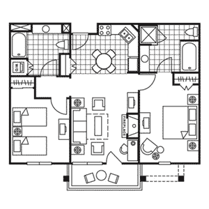 Two Bedroom Floor Plan at Valdoro Mountain Lodge in Breckenridge, Colorado