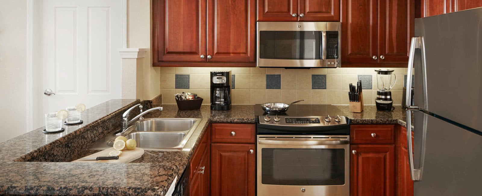 Kitchen at Hilton Grand Vacations Club at Tuscany Village in Orlando, Florida