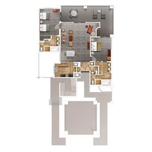 One-Bedroom Floor Plan at the Bay Club at Waikoloa Beach Resort in Hawaii