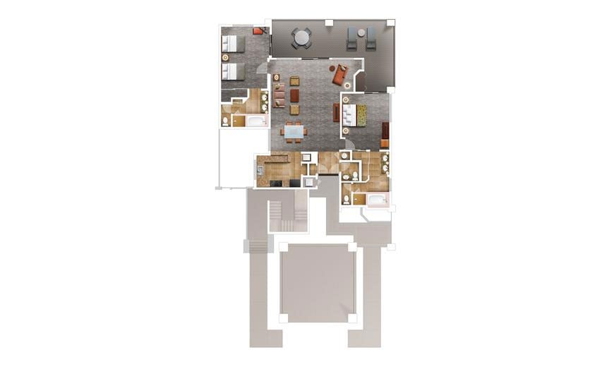 One-Bedroom Floor Plan at the Bay Club at Waikoloa Beach Resort in Hawaii