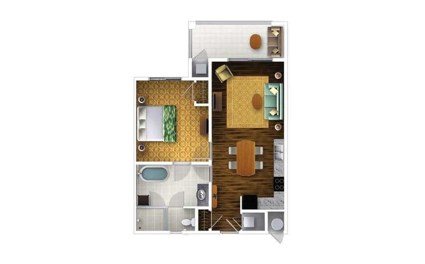 1-Bedroom Floor Plan at Kings' Land Resort in Waikoloa, Hawaii