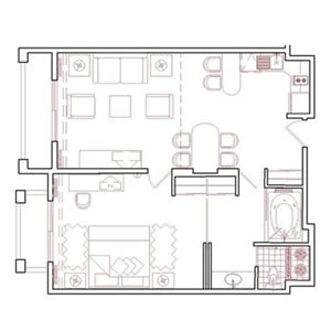 One-Bedroom Floor Plan at Fiesta Americana Villas Cancun in Mexico