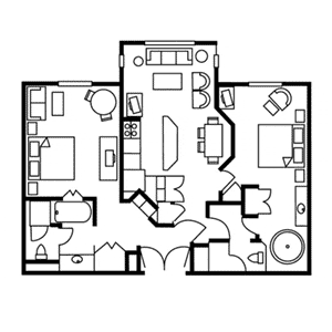 Two-Bedroom Floor Plan at the Flamingo Resort in Las Vegas, Nevada