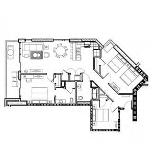 Two-Bedroom Floor Plan at Ocean 22 in Myrtle Beach, South Carolina