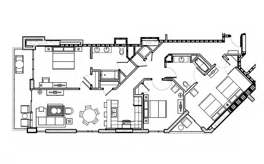 Three-Bedroom Floor Plan at Ocean 22 in Myrtle Beach, South Carolina